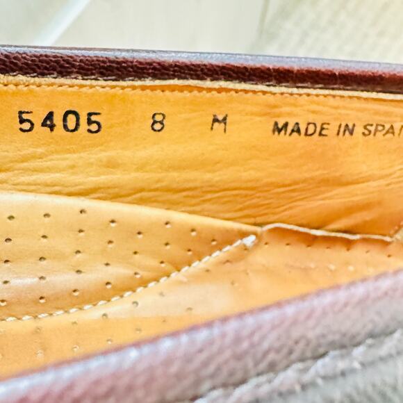 Magnanni Shoes Mens 8 Brown Leather Lizard Front Loafers Vintage Slip On Dress - Picture 11 of 12